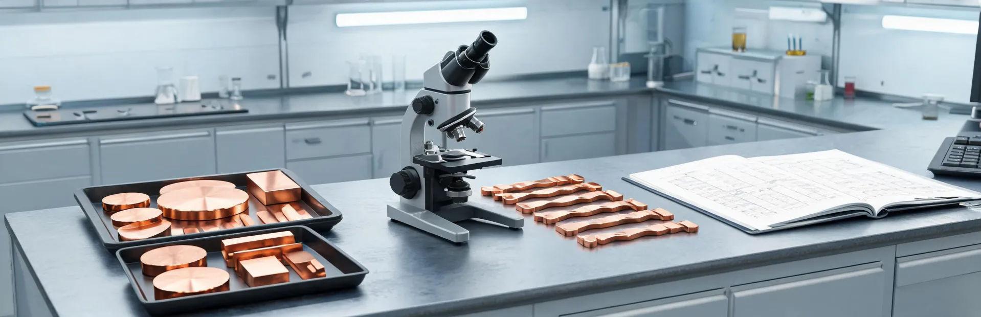 Metallurgical lab testing copper alloy samples